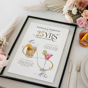 Signature Drinks Wedding Anniversary Cocktail Menu Poster
