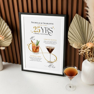 Signature Drinks Wedding Anniversary Cocktail Menu Poster
