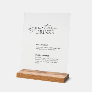 Signature Drinks Wedding Bar Acrylic Sign