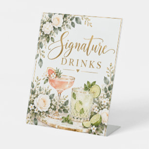 Signature Drinks Wedding Bar Pedestal Sign