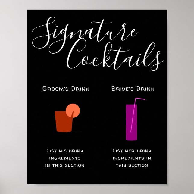 Signature Drinks Wedding Bar Poster (Front)