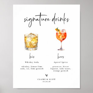 Signature Drinks Wedding Bar Sign