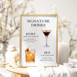 Signature Drinks Wedding Cocktail Menu Poster<br><div class="desc">Customise this wedding cocktail menu and it will be sure to impress!</div>