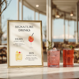 Signature Drinks Wedding Cocktail Menu Poster