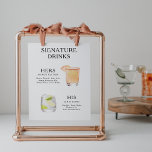 Signature Drinks Wedding Cocktail Menu Poster<br><div class="desc">Customise this wedding cocktail menu and it will be sure to impress! Make sure to choose the archival heavyweight poster paper if you'd like to hang it easier.</div>