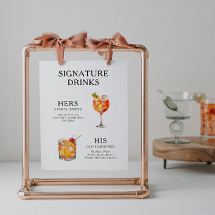 Signature Drinks Wedding Cocktail Menu Poster