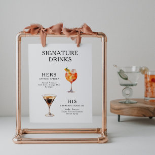 Signature Drinks Wedding Cocktail Menu Poster