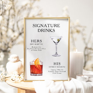 Signature Drinks Wedding Cocktail Menu Poster