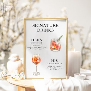 Signature Drinks Wedding Cocktail Menu Poster