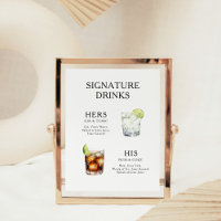 Signature Drinks Wedding Cocktail Menu Poster