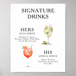 Signature Drinks Wedding Cocktail Menu Poster
