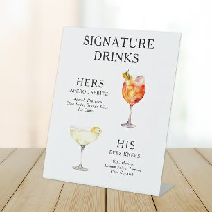 Signature Drinks Wedding Cocktail Menu Poster Pedestal Sign