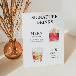 Signature Drinks Wedding Cocktail Menu Poster Pedestal Sign