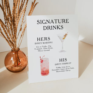 Signature Drinks Wedding Cocktail Menu Poster Pedestal Sign