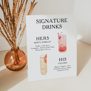 Signature Drinks Wedding Cocktail Menu Poster Pedestal Sign