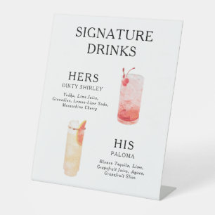 Signature Drinks Wedding Cocktail Menu Poster Pedestal Sign