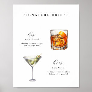 Signature Drinks Wedding Cocktail Poster