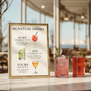 Signature Drinks Wedding Cocktail Poster