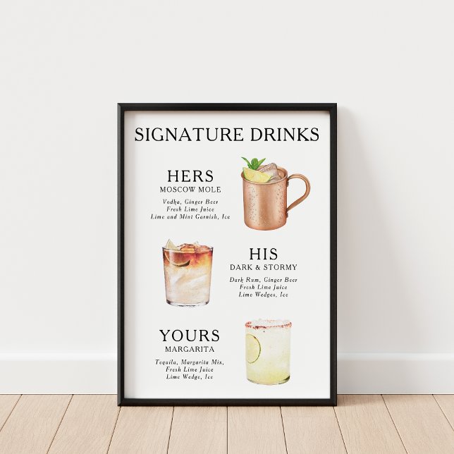 Signature Drinks Wedding Cocktail Poster (Creator Uploaded)