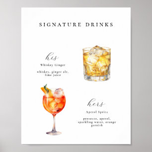 Signature Drinks Wedding Cocktails Poster