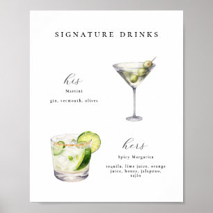Signature Drinks Wedding Cocktails Poster