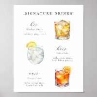Signature Drinks Wedding Cocktails Poster