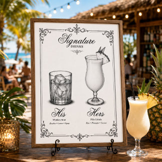 Signature Drinks Wedding His and Hers Poster