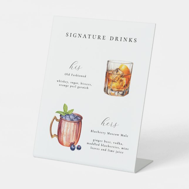 Signature Drinks Wedding Pedestal Sign (Front)