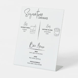 Signature Drinks Wedding Reception Bar Menu Sign