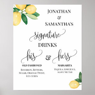 Signature Drinks Wedding Reception Lemons Sign