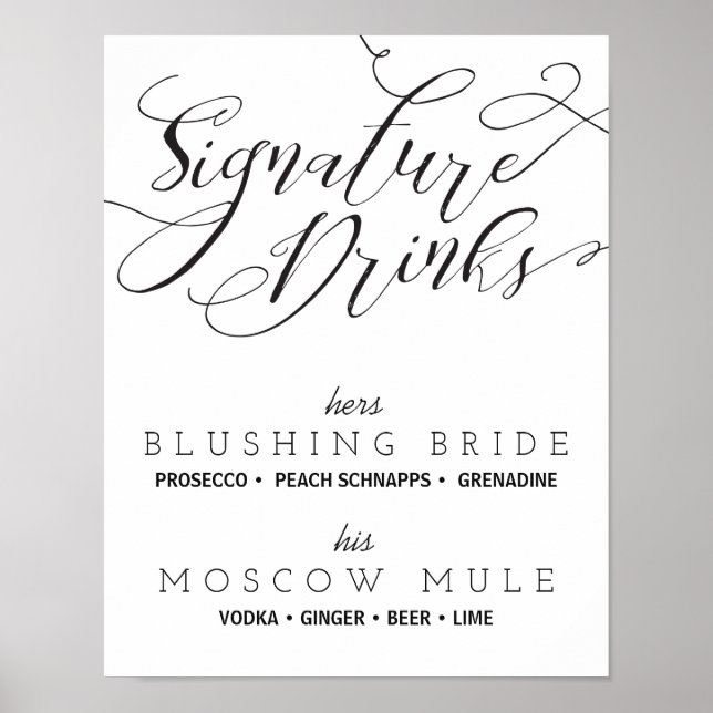Signature Drinks Wedding Sign (Front)