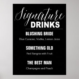 Signature Drinks Wedding sign black background