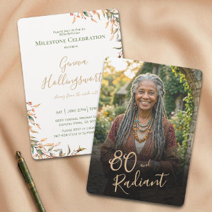Signature Eighty and Radiant 80th Milestone Photo Invitation