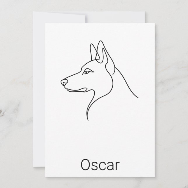 Signature German Shepherd One Line Art Personalize Card (Front)