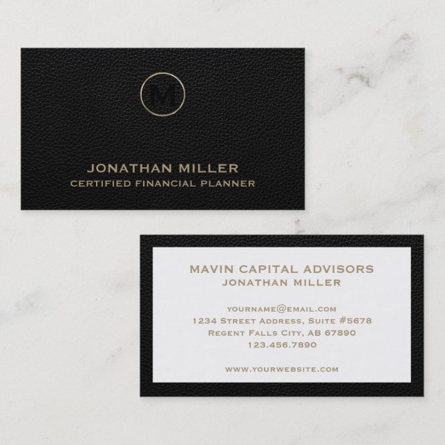 Signature Gold Monogram Financial Professionals Business Card (Front/Back)
