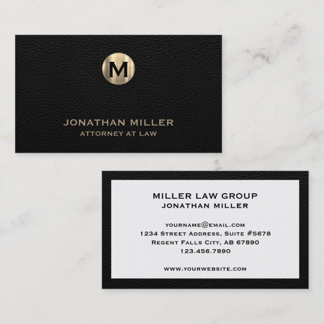 Signature Gold Monogram Legal Professionals Business Card (Front/Back)