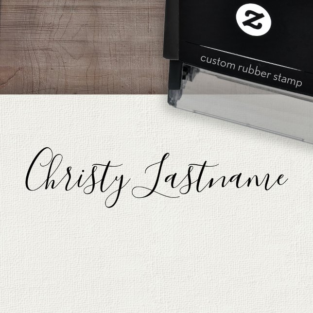 Signature - Handwritten Script - 1 Line Text Self-inking Stamp (Custom Self-inking Rubber Stamp)