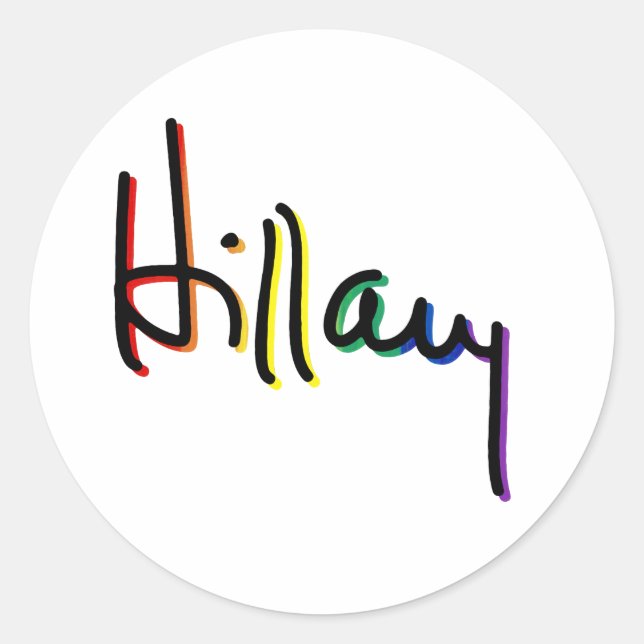 Signature Hillary Clinton Pride Rainbow - LGBT Pol Classic Round Sticker (Front)