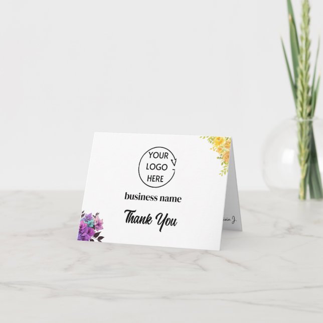 Signature logo corporate company customer Business Thank You Card (Front)