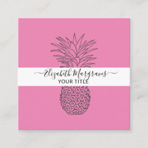 Signature Modern Pineapple Hot Pink Square Business Card