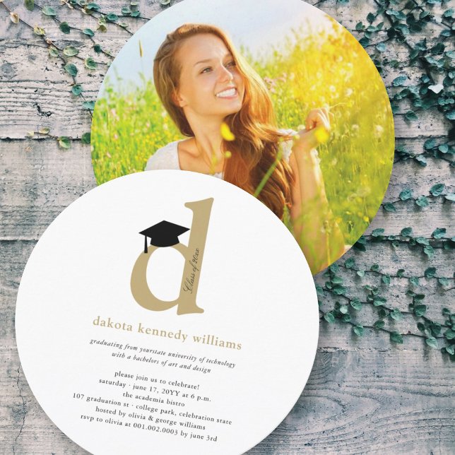 Signature Monogram 'D' Class of 2026 Senior Gradua Invitation (Creator Uploaded)