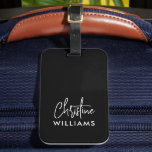 Signature Monogram Handwritten Script Black Luggage Tag<br><div class="desc">Stylish modern custom monogram luggage tag with a modern minimalist signature typography paired with sans-serif font in minimal black  Make it yours by adding your own monogram name to create a design as unique as you are. The perfect gift for every travel addicted</div>
