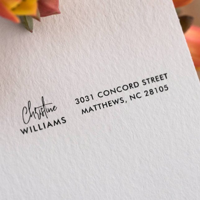 Signature Monogram Handwritten Script Blush pink Self-inking Stamp (elegant self-addressed stamp)