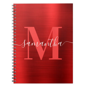 Signature Monogram Red Shimmer Foil Notebook