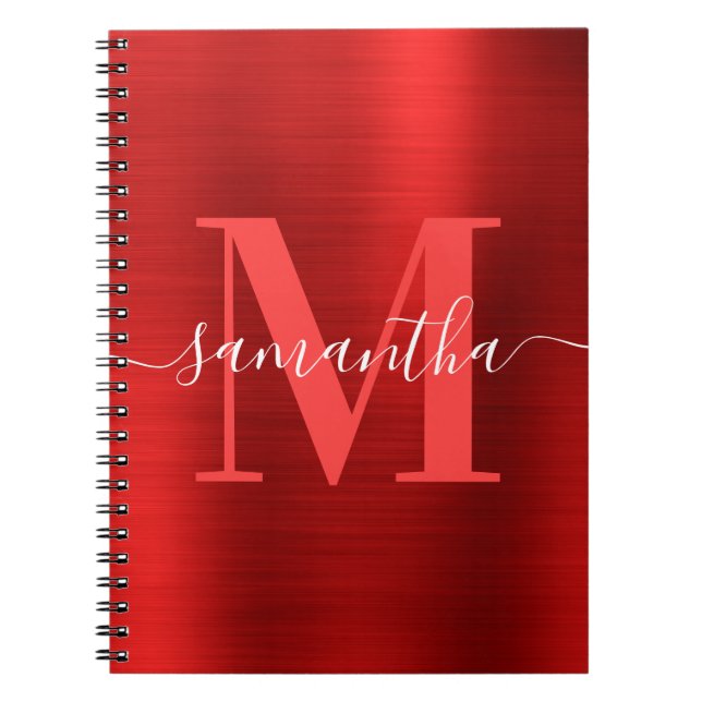 Signature Monogram Red Shimmer Foil  Notebook (Front)