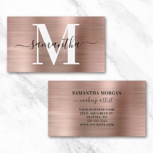 Signature Monogram Rose Gold Shimmer Business Card
