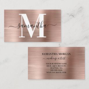 Signature Monogram Rose Gold Shimmer Business Card