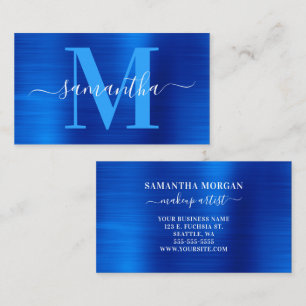 Signature Monogram Royal Blue Shimmer Business Card
