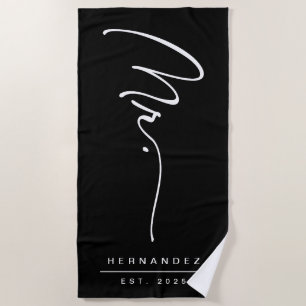 Signature MR. Beach Towel, Black & White, Minimal Beach Towel