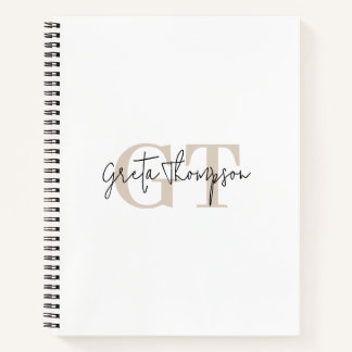Signature Name Beige Monogram Notebook